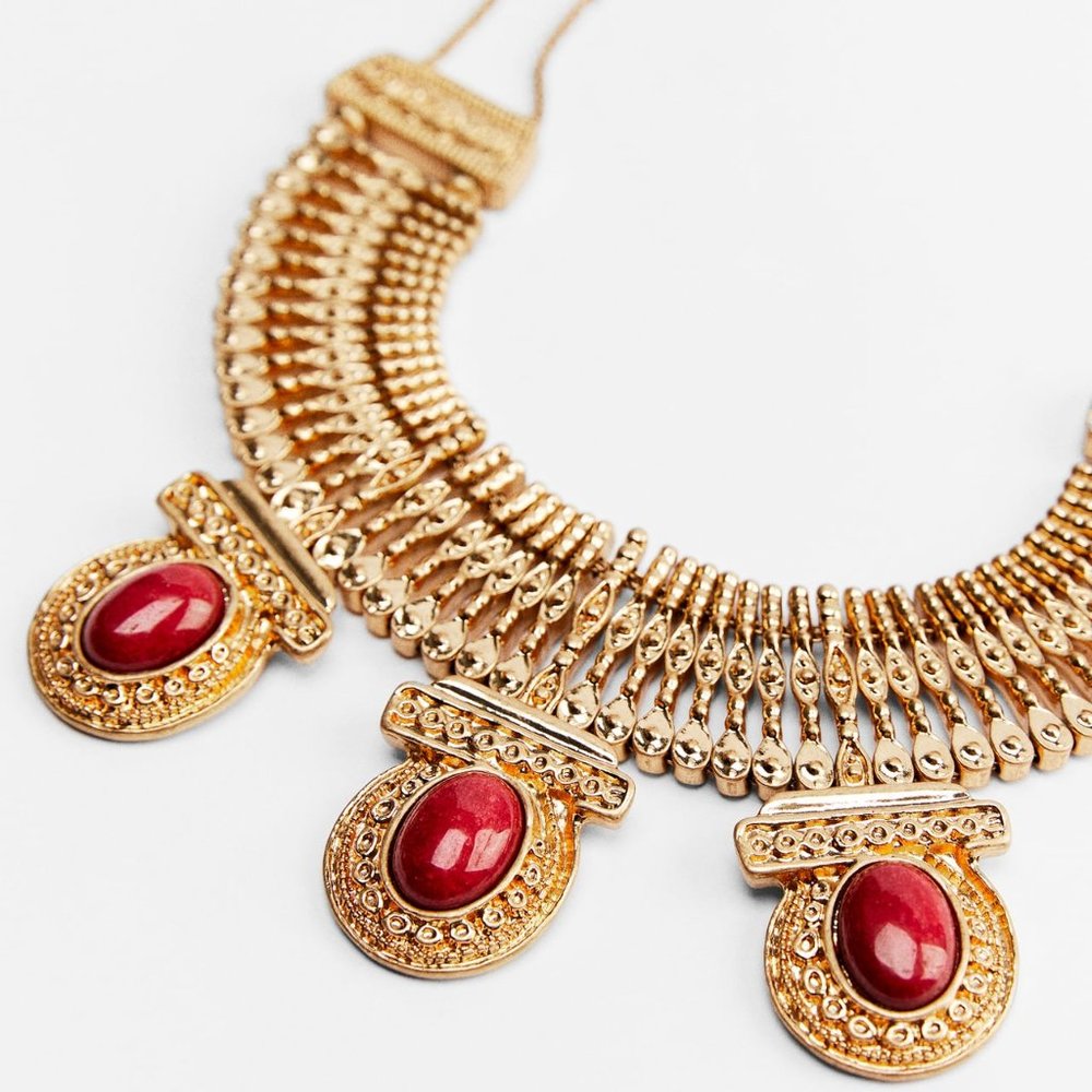 ZARA STONE METAL NECKLACE